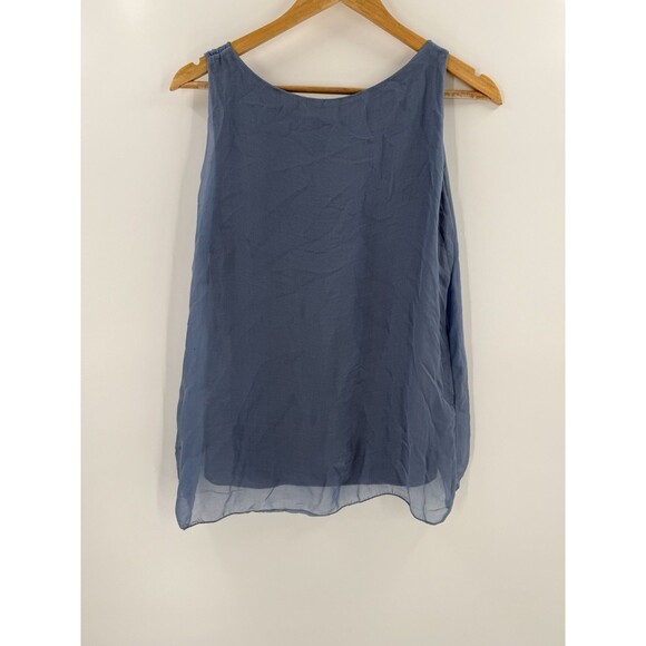 Pura Seta Blue Silk Flowy Sleeveless Tank Tunic Measures Small See Description - Picture 4 of 8